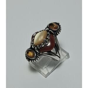 Carolyn Pollack Amber Ring. 925 Sterling Silver Size 6.5.